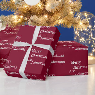 Burgundy Frohe Weihnachten Personalisiert Geschenkpapier