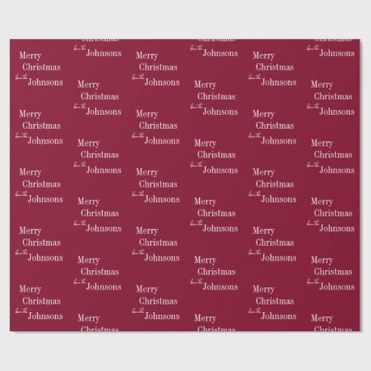 Burgundy Frohe Weihnachten Personalisiert Geschenkpapier (Flach)