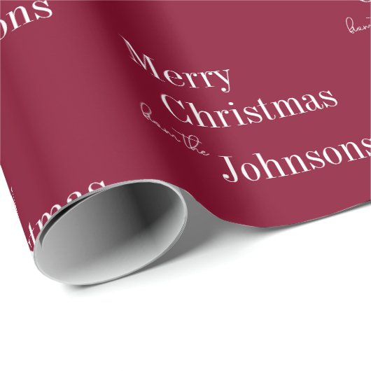Burgundy Frohe Weihnachten Personalisiert Geschenkpapier (Rolleneckpunkt)
