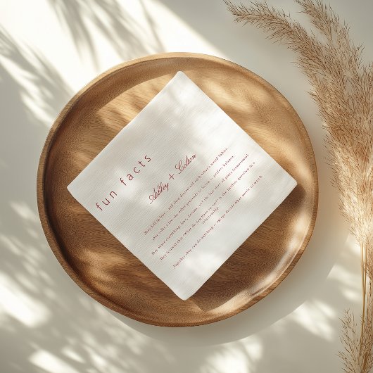 Burgundy Fun Facts About The Newlyweds Wedding  Serviette