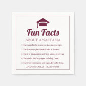 Burgundy Fun Facts class of 2022 graduation cap Serviette (Vorderseite)