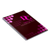 Burgundy Funky Pink Dots Monogram Notebook Notizblock (Rechte Seite)