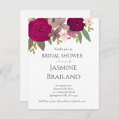 Burgundy Garden Blume Brautparty Einladung (Vorne/Hinten)