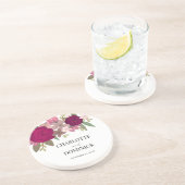 Burgundy Garden Blume Hochzeit Getränkeuntersetzer (Seite)