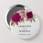 Burgundy Garden Blume Verlobung Button (Vorne & Hinten)