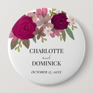 Burgundy Garden Blume Verlobung Button