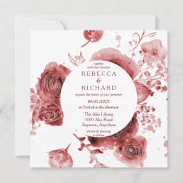 Burgundy Garden Watercolor Wedding Einladung