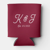 Burgundy Gastgeschenk Hochzeit Mit Monogramm Can C Dosenkühler (Vorderseite)