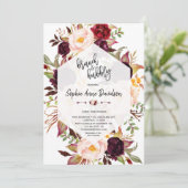 Burgundy Geometric Brunch und Bubbly Einladung (Stehend Vorderseite)