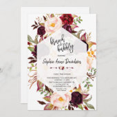 Burgundy Geometric Brunch und Bubbly Einladung (Vorne/Hinten)