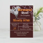 Burgundy Ghost Halloween-Party Einladung (Stehend Vorderseite)