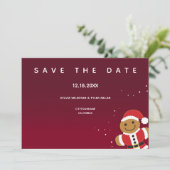 Burgundy Gingerbread Santa Whimsical Wedding Save The Date (Stehend Vorderseite)