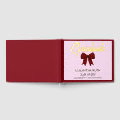 Burgundy Gingham Bow Graduation Party Gästebuch (Voll)