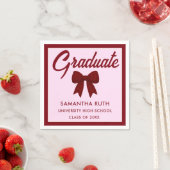 Burgundy Gingham Bow Graduation Party Serviette (Beispiel)