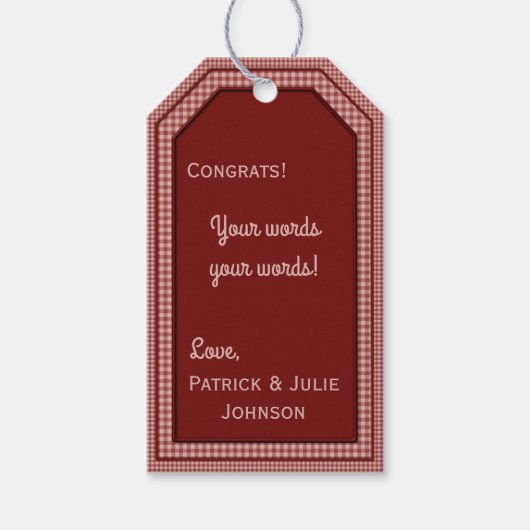 Burgundy Gingham-HANG/GIFT TAG-VORLAGE Geschenkanhänger (Vorderseite)