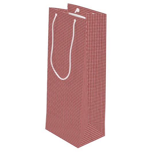 Burgundy Gingham-WINE GIFT BAG Geschenktüte Für Weinflaschen (Rückseite Schrägansicht)