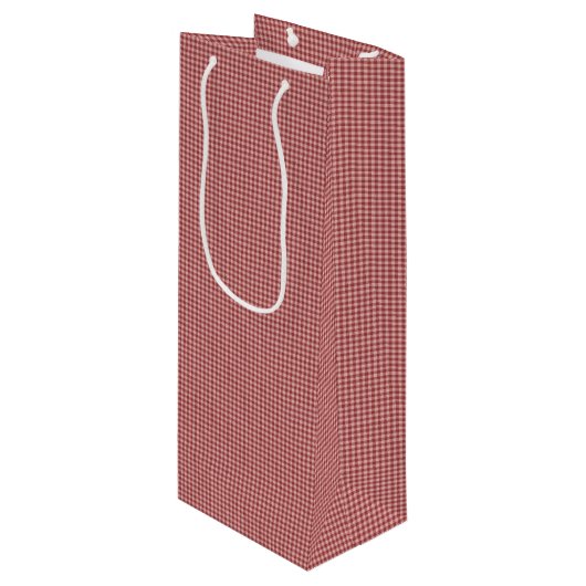 Burgundy Gingham-WINE GIFT BAG Geschenktüte Für Weinflaschen (Vorderseite Schrägansicht)