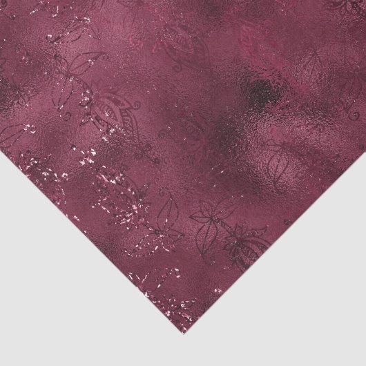 Burgundy Glam Foil Glitzer Damask Seidenpapier (Ausschnitt)