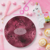 Burgundy Glam Foil Glitzer Damask Wedding Pappteller (Party)