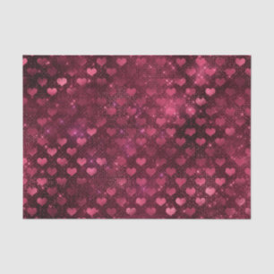 Burgundy Glam Foil Glitzer Hearts Seidenpapier