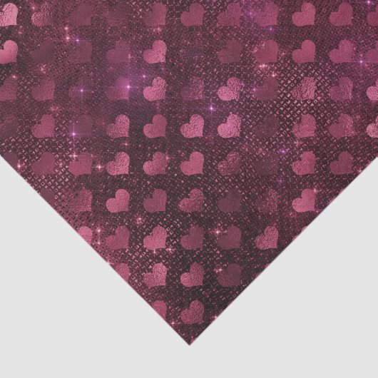 Burgundy Glam Foil Glitzer Hearts Seidenpapier (Ausschnitt)