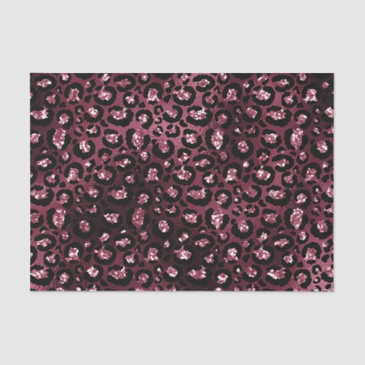 Burgundy Glam Foil Glitzer Leopard Spots Seidenpapier (Vorderseite)