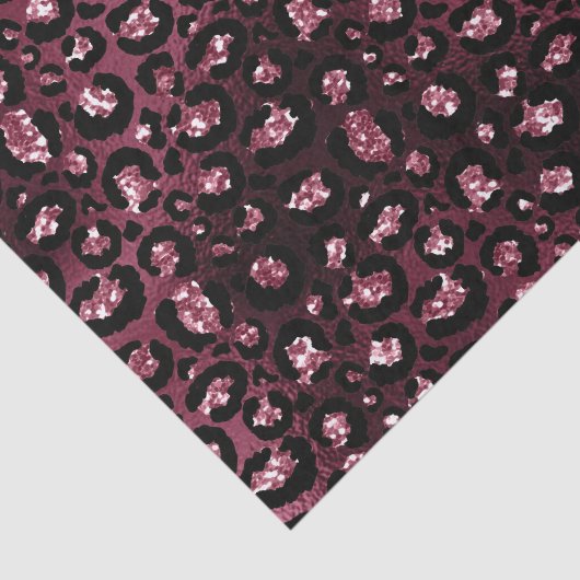 Burgundy Glam Foil Glitzer Leopard Spots Seidenpapier (Ausschnitt)