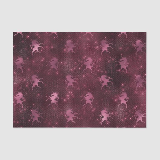 Burgundy Glam Foil Glitzer Sequins Unicorn Seidenpapier (Vorderseite)