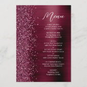 Burgundy Glam Glitzer Script Wedding Menükarte (Vorderseite)