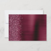 Burgundy Glam Glitzer Script Wedding RSVP Card (Rückseite)