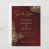 Burgundy & Glided Floral Elegant Wedding Save The Date (Vorderseite)