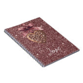 Burgundy Glitter Bow Heart Notizblock (Rechte Seite)