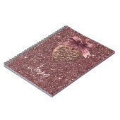 Burgundy Glitter Bow Heart Notizblock (Linke Seite)