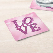 Burgundy Glitzer LIEBE Herz Untersetzer Set (angewinkelt)