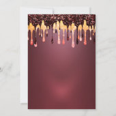 Burgundy Glitzer Tropfen Weinglas Rente Einladung (Rückseite)