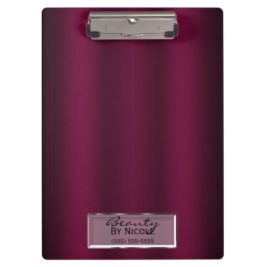 Burgundy Gloss Shine Elegante Glam Personalisiert Klemmbrett (Vorderseite)