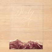 Burgundy Gold Agate 60. Geburtstagsparty Acryleinladungen (Vorderseite)