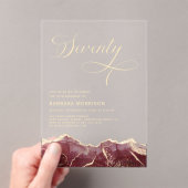 Burgundy Gold Agate 70. Geburtstagsparty Acryleinladungen (Insitu (Handheld))