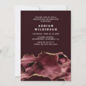 Burgundy & Gold Agate Abschluss Einladung (Vorderseite)
