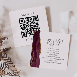 Burgundy Gold Agate Blush Wedding QR Code UAWG Begleitkarte