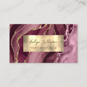 Burgundy Gold Agate Business Card Visitenkarte