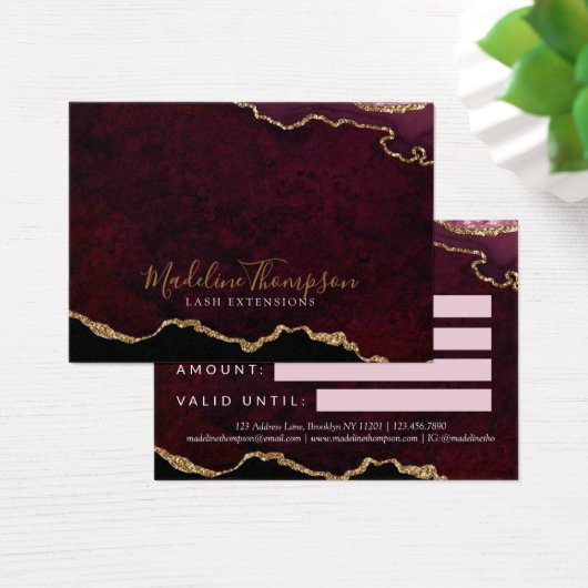 Burgundy Gold Agate Business Geschenkgutschein (Schreibtisch)