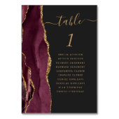 Burgundy Gold Agate Dark Wedding Tischnummer (Vorderseite)