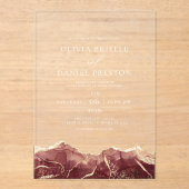 Burgundy Gold Agate Elegante Moderne Hochzeit Acryleinladungen (Vorderseite)