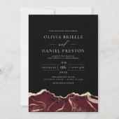 Burgundy Gold Agate Elegante Moderne Hochzeit Einladung (Vorderseite)