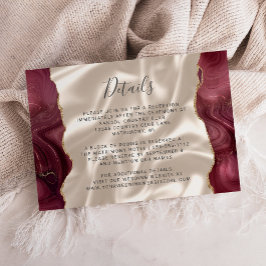 Burgundy Gold Agate Elfenbeinseide Hochzeitsdetail Begleitkarte