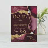 Burgundy Gold Agate Geode Birthday Dankeskarte (Stehend Vorderseite)