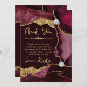 Burgundy Gold Agate Geode Birthday Dankeskarte (Vorne/Hinten)
