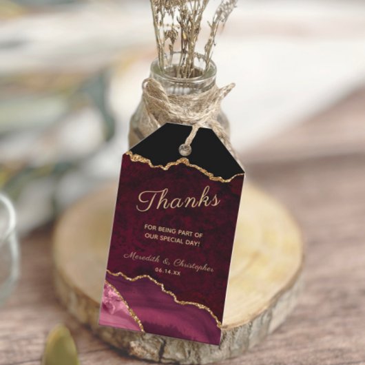 Burgundy Gold Agate Geode Danke Wedding Geschenkanhänger