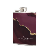 Burgundy Gold Agate Geode Gold Monogram Flachmann (Links)